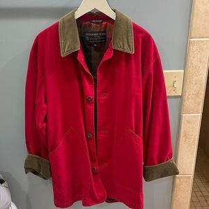 VTG red Abercrombie & Fitch Country Clothes barn chore jacket corduroy collar